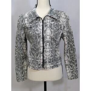 DMBM Snakeskin Print Zip‎ Front Jacket Womens M Cotton Stretch Made USA